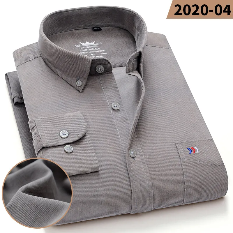 Xituodai 100% Cotton Plus Size 7XL Corduroy Shirt Mens Casual Long Sleeve Regular Fit Business Dress Shirts For Male Comfortable