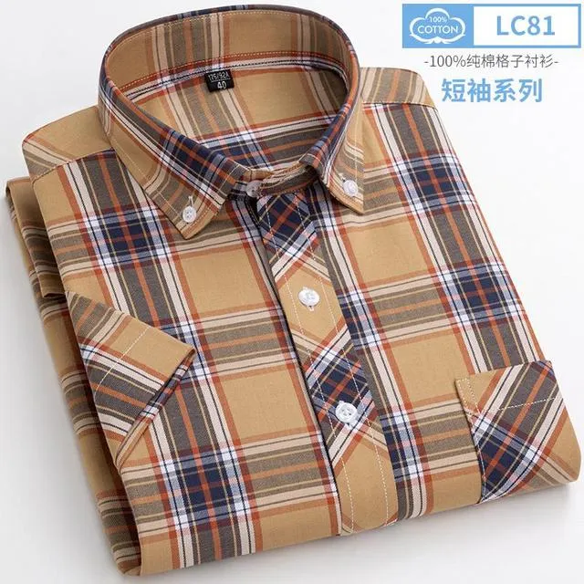 Xituodai New Arrival Fashion Super Large Summer 100% Cotton Plaid Young Men Summer Short Sleeve Casual Shirts Plus Size S-5XL 6X