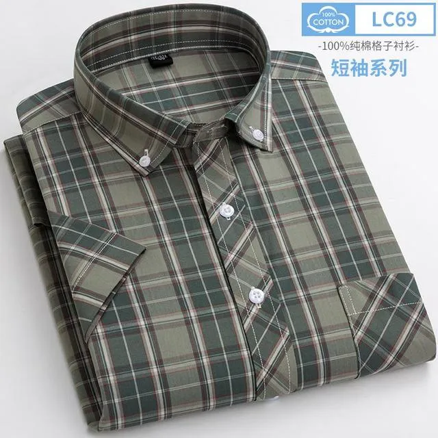 Xituodai New Arrival Fashion Super Large Summer 100% Cotton Plaid Young Men Summer Short Sleeve Casual Shirts Plus Size S-5XL 6X