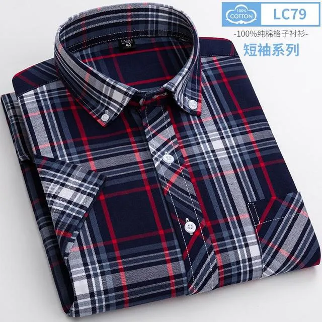 Xituodai New Arrival Fashion Super Large Summer 100% Cotton Plaid Young Men Summer Short Sleeve Casual Shirts Plus Size S-5XL 6X