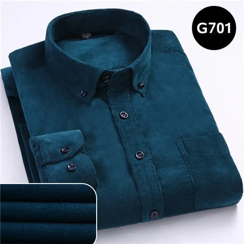 Xituodai Plus Size 6xl Autumn/winter Warm Quality 100%cotton Corduroy long sleeved button collar smart casual shirts for men com