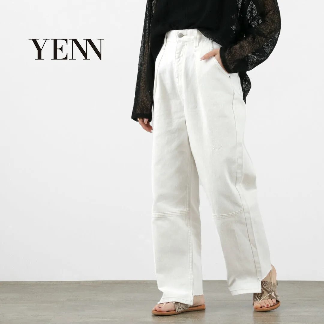 YENN（イェン） ハイライズ タック ワイド パンツ ホワイト / レディース ボトムス デニム ハイウエスト HIGH RIZE TUCK WIDE PANTS WHITE