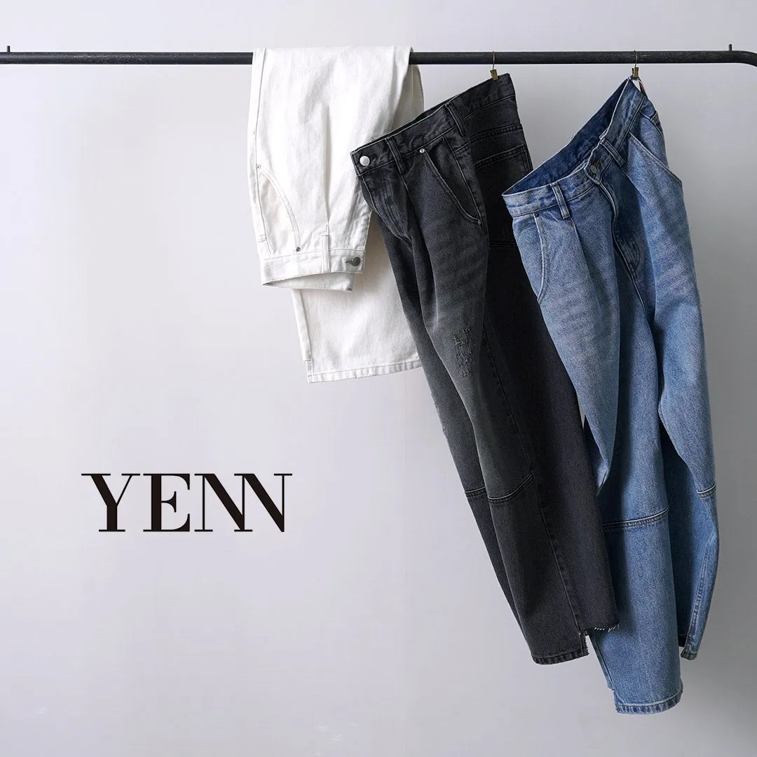 YENN（イェン） ハイライズ タック ワイド パンツ ホワイト / レディース ボトムス デニム ハイウエスト HIGH RIZE TUCK WIDE PANTS WHITE