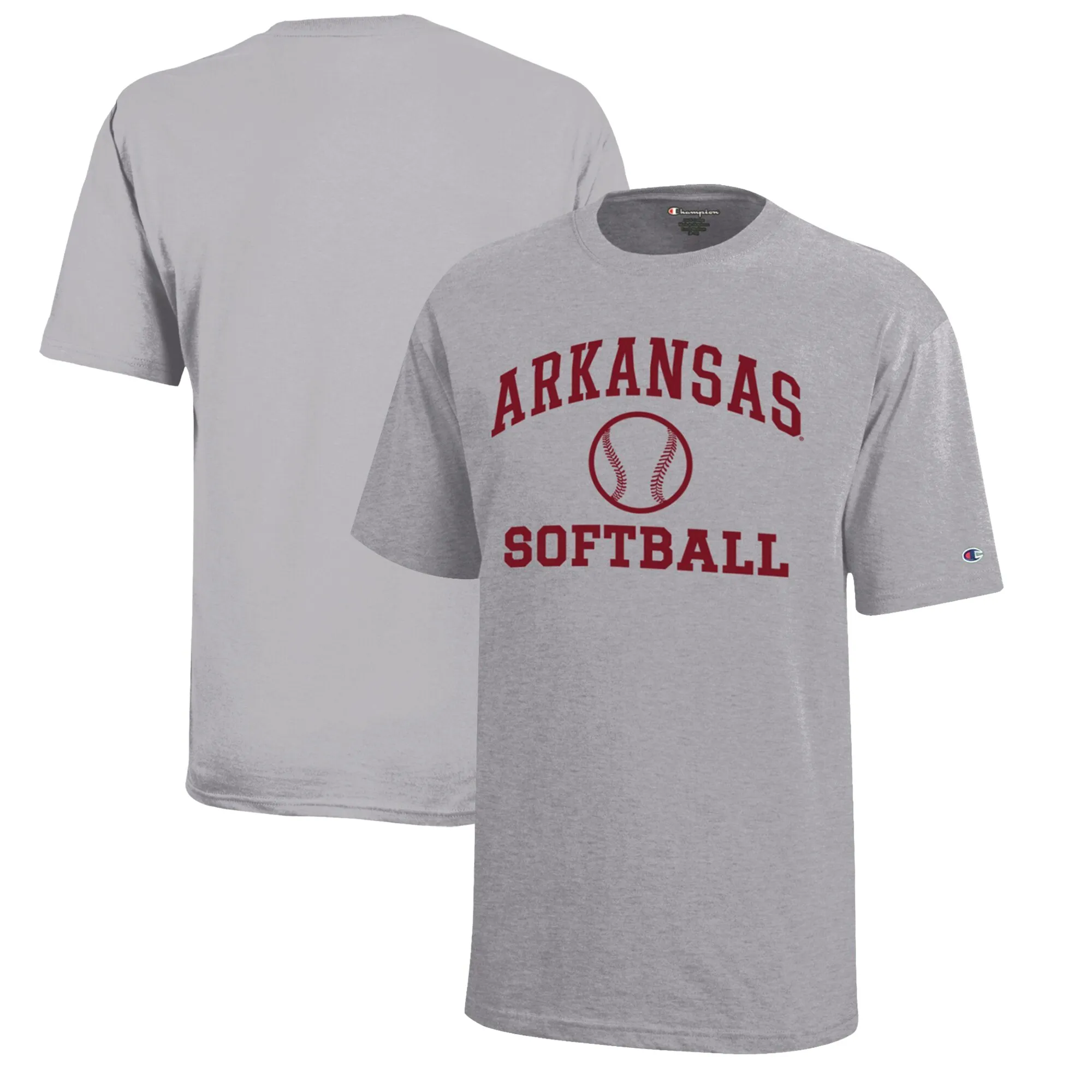 Youth Champion  Gray Arkansas Razorbacks Icon Logo Softball T-Shirt