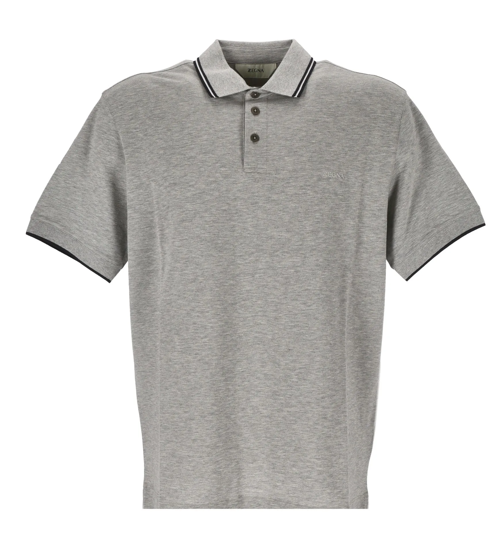 Z Zegna Stripe-Trim Straight Hem Polo Shirt